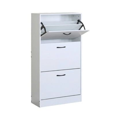 CARLA HOME 3 Flip Drawer Shoe Cabinet - Hidden Storage - Modern - Shoe Storage Cabinet - White - Image 8