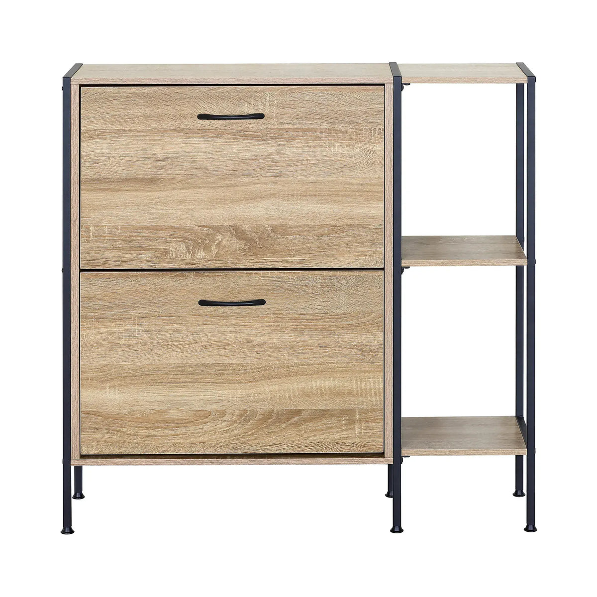 CARLA HOME 2 Flip Shoe Cabinet with Side Shelf - 88 cm Oak - Brown - Shoe Cabinet With Shelf - Image 9