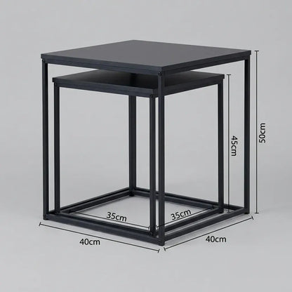 CARLA HOME Nesting Side Table Set of 2 - Black Steel Frame - Classic - Tables Living Room - Image 3