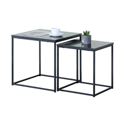 CARLA HOME Nesting Side Table Set of 2 - Black Steel Frame - Classic - Tables Living Room - Image 9