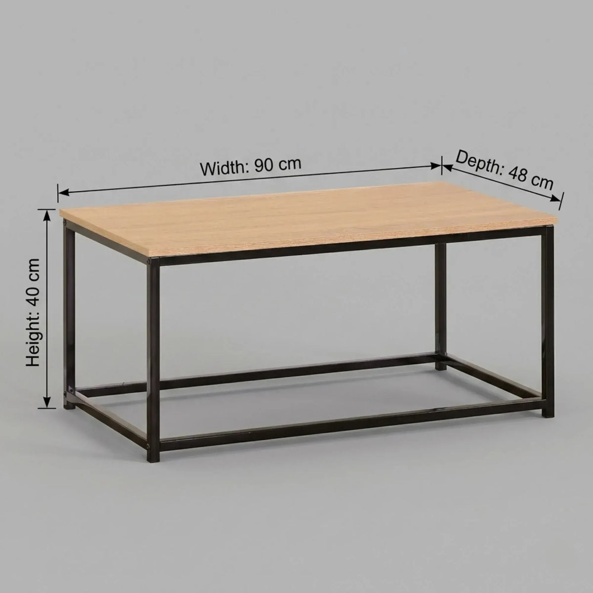 CARLA HOME Modern Rustic Coffee Table - Wood Top Metal Frame - Brown - Steel - Modern Coffee Table - Image 3