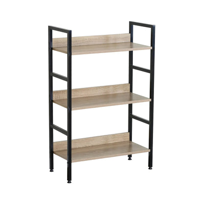 CARLA HOME 3 Tier Bookshelf - Wood Metal Display Shelf - Brown - Rustic - Steel - Living Room Office - Image 9