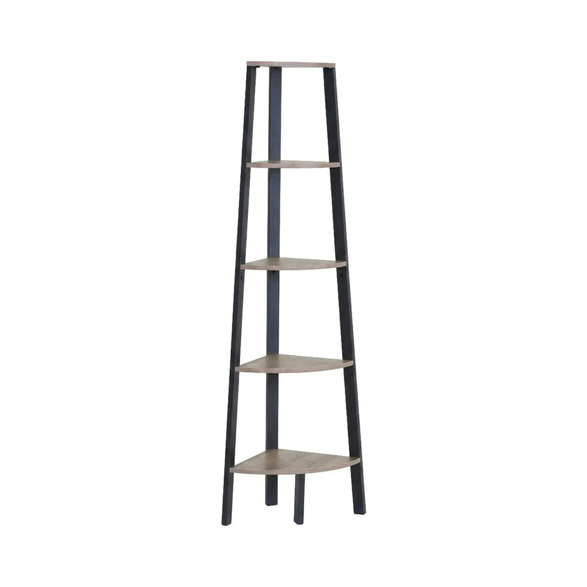 CARLA HOME 5 Tier Corner Shelf - Ladder Bookshelf - Metal Frame - Brown - Rustic - Image 8
