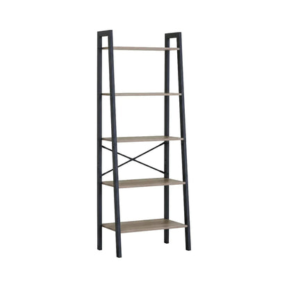 CARLA HOME 5 Tier Ladder Shelf - Wood Metal Display Bookcase - Brown - Rustic - Steel - Image 8