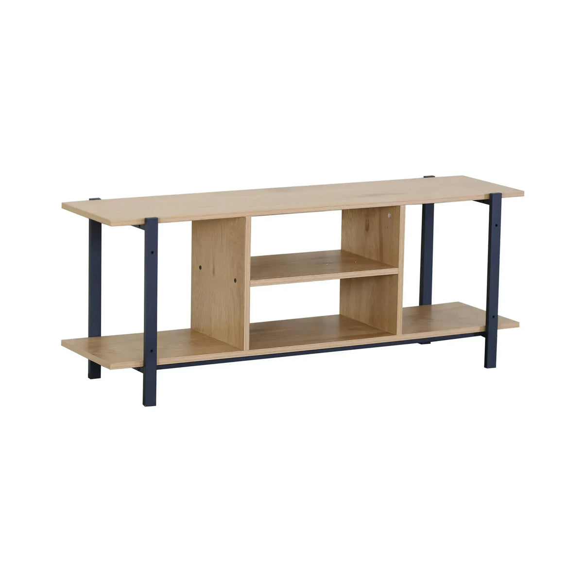 CARLA HOME Tv Stand Entertainment Console - Open Shelves - Oak - Brown - Rustic - Steel - Image 8