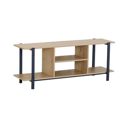 CARLA HOME Tv Stand Entertainment Console - Open Shelves - Oak - Brown - Rustic - Steel - Image 8