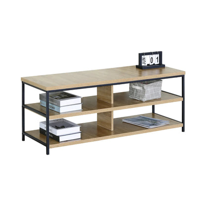 CARLA HOME Tv Stand 3 Tier Open Shelf Entertainment Console - Brown - Rustic - Steel
