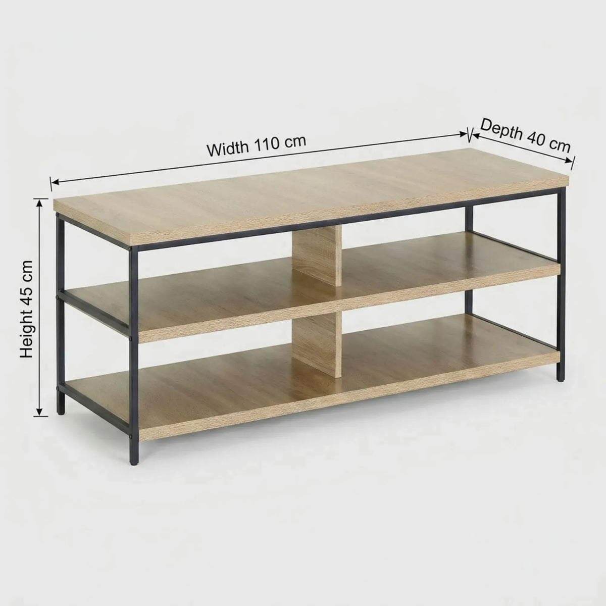 CARLA HOME Tv Stand 3 Tier Open Shelf Entertainment Console - Brown - Rustic - Steel - Image 3