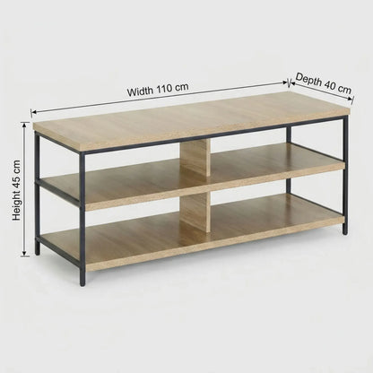 CARLA HOME Tv Stand 3 Tier Open Shelf Entertainment Console - Brown - Rustic - Steel - Image 3