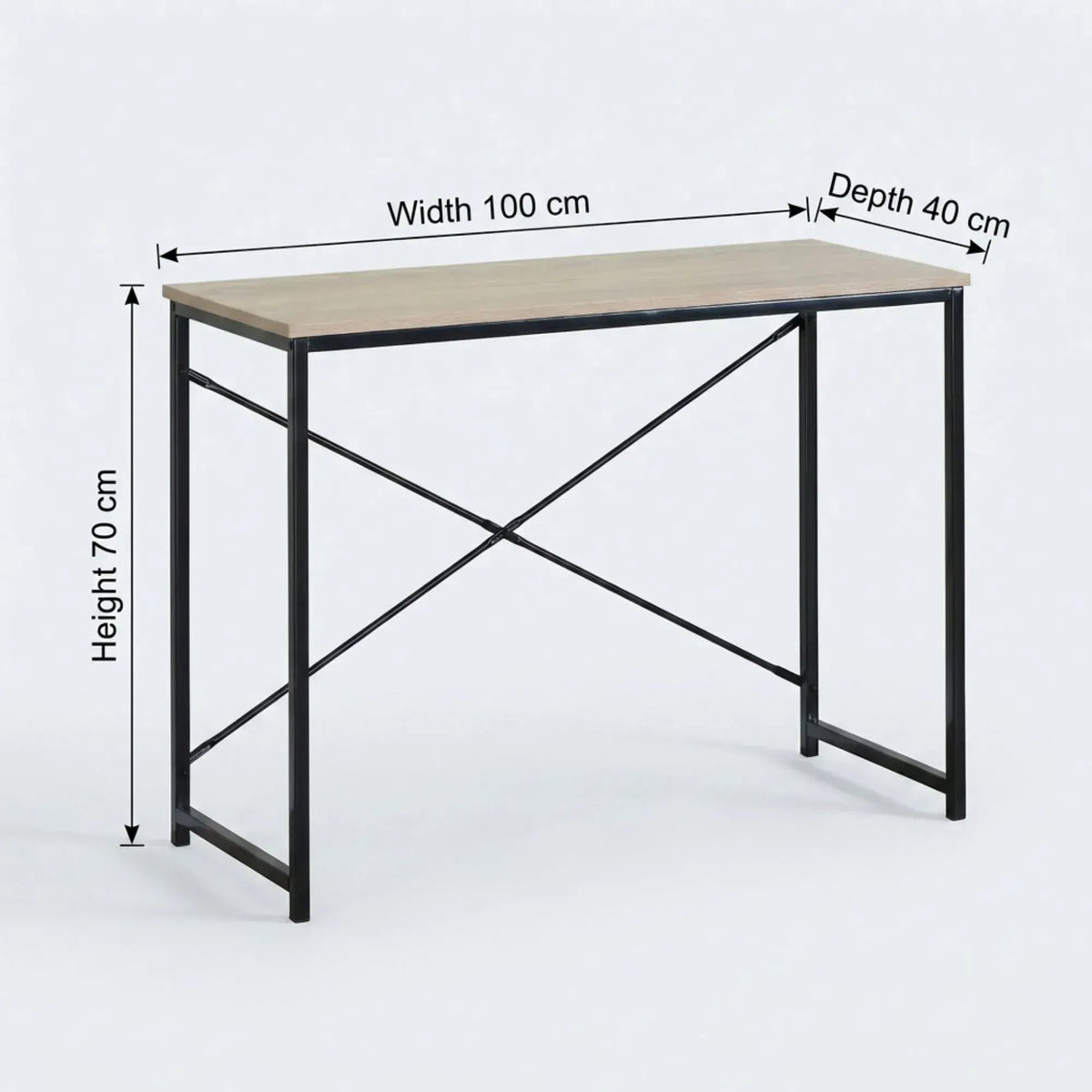 CARLA HOME Office Desk Computer Table - Metal Frame - Oak - 100cm - Brown - Rustic - Image 3