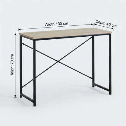 CARLA HOME Office Desk Computer Table - Metal Frame - Oak - 100cm - Brown - Rustic - Image 3