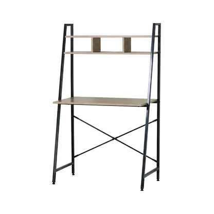 CARLA HOME Ladder Desk with Shelves - Steel Frame - Oak - 84cm - Brown - Study Desk - Image 9