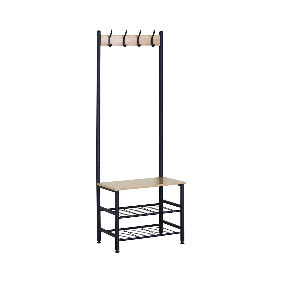 CARLA HOME Hall Tree Coat Rack with Bench - 5 Hooks - Brown - Rustic - Garment Rack - Image 8