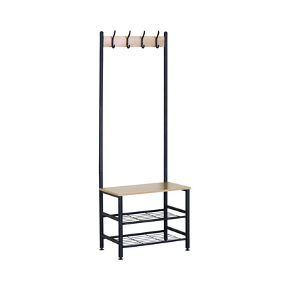 CARLA HOME Hall Tree Coat Rack with Bench - 5 Hooks - Brown - Rustic - Garment Rack - Image 8