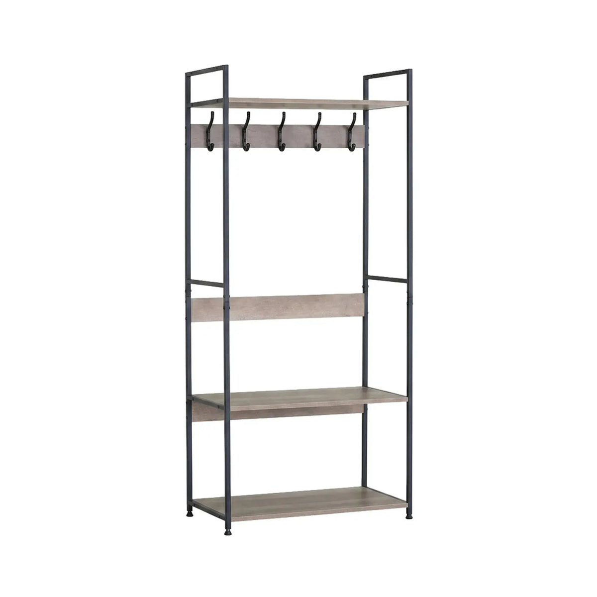 CARLA HOME Freestanding Garment Rack - 5 Hooks 4 Shelves - Brown - Rustic - Steel - Image 8