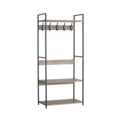 CARLA HOME Freestanding Garment Rack - 5 Hooks 4 Shelves - Brown - Rustic - Steel - Image 8