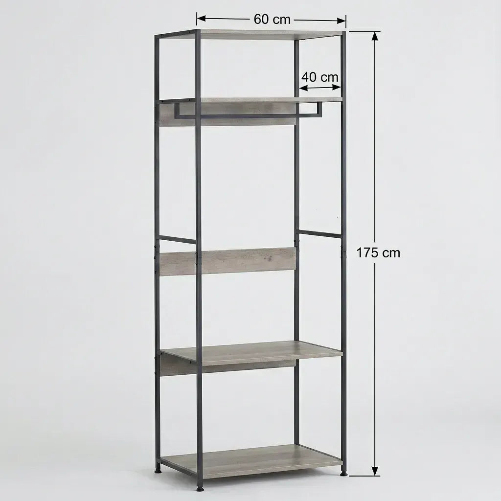 CARLA HOME Freestanding Clothes Rack with Shelves - Grey - 175 cm - Clothing Rack - Image 3
