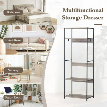 CARLA HOME Freestanding Clothes Rack with Shelves - Grey - 175 cm - Clothing Rack - Image 4
