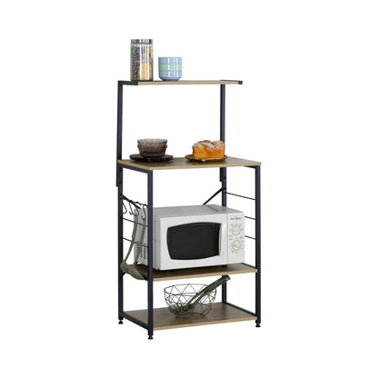 CARLA HOME 4 Tier Bakers Rack Microwave Stand - Oak Finish - Brown - Kitchen Rack
