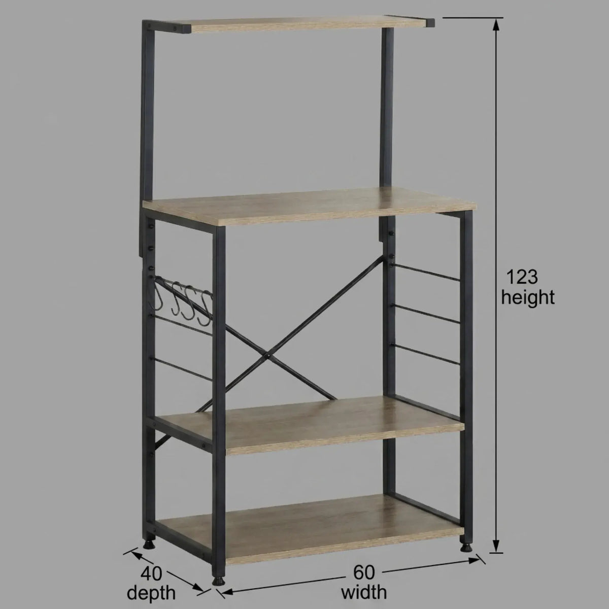 CARLA HOME 4 Tier Bakers Rack Microwave Stand - Oak Finish - Brown - Kitchen Rack - Image 3
