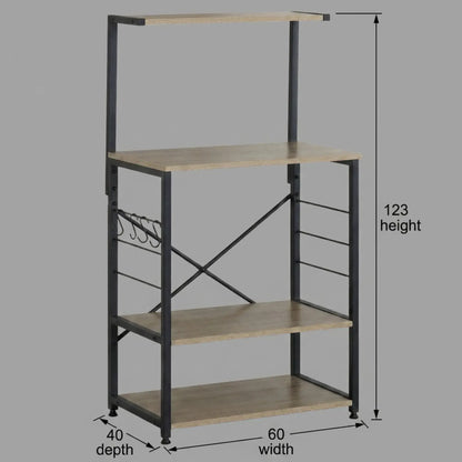 CARLA HOME 4 Tier Bakers Rack Microwave Stand - Oak Finish - Brown - Kitchen Rack - Image 3