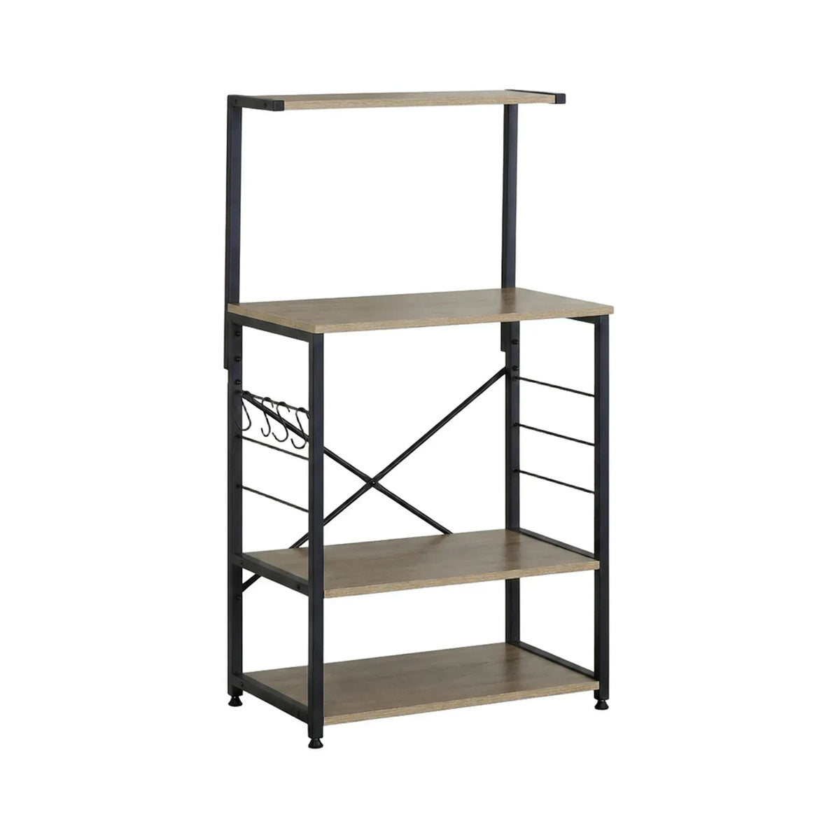 CARLA HOME 4 Tier Bakers Rack Microwave Stand - Oak Finish - Brown - Kitchen Rack - Image 9