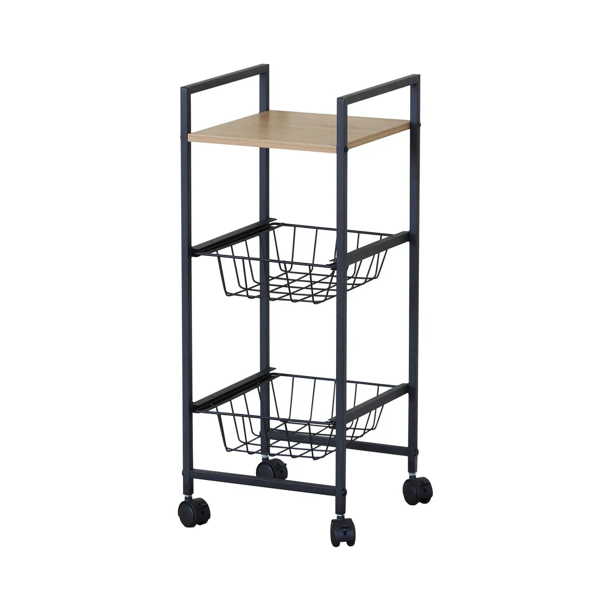 CARLA HOME 3 Tier Rolling Kitchen Trolley Cart - Rustic Brown - Steel - Kitchen Rolling Cart - Image 8