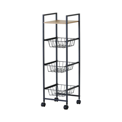 CARLA HOME 4 Tier Rolling Kitchen Trolley Cart - Rustic Brown - Steel - Kitchen Rolling Cart - Image 8