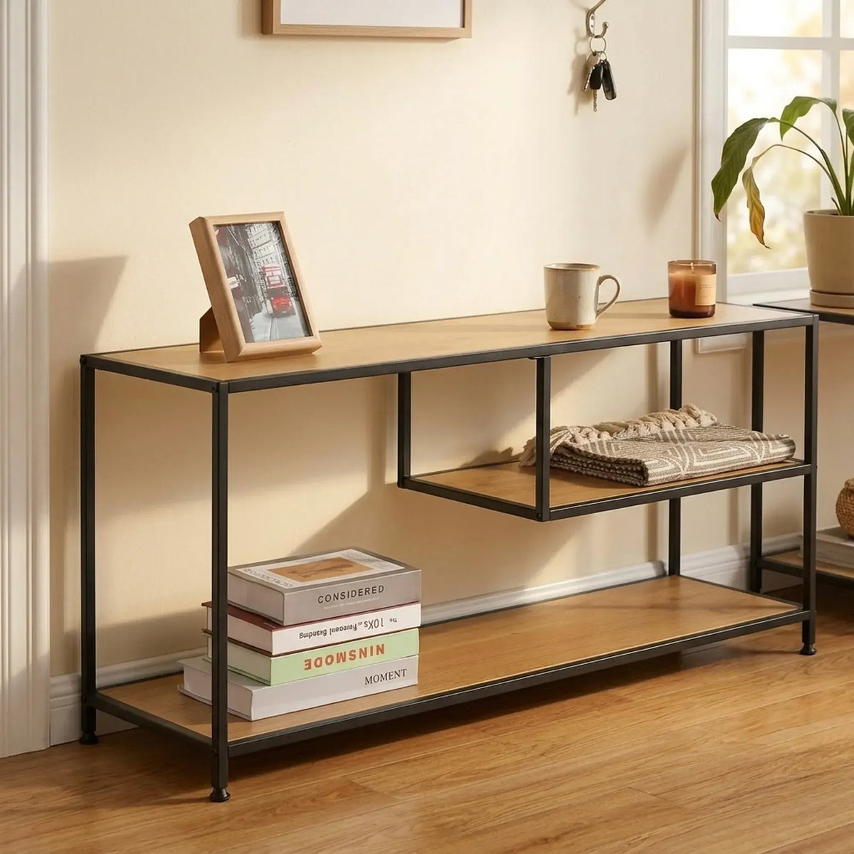 CARLA HOME Industrial Console Table - 3 Shelf Open Storage - Brown - Commodity Shelf - Image 2