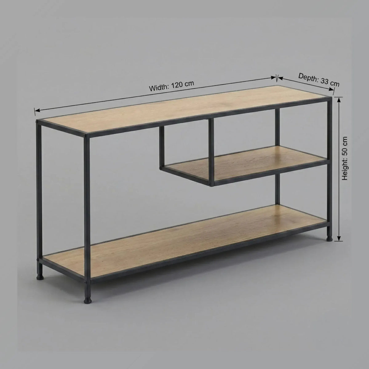 CARLA HOME Industrial Console Table - 3 Shelf Open Storage - Brown - Commodity Shelf - Image 3
