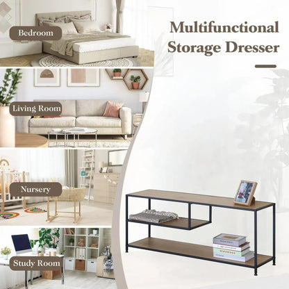 CARLA HOME Industrial Console Table - 3 Shelf Open Storage - Brown - Commodity Shelf - Image 4
