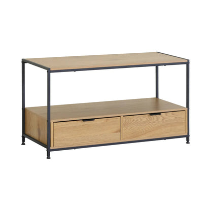 CARLA HOME Coffee Table with 2 Drawers - Open Shelf - Brown - Rustic - Steel - Living Room Bedroom - Image 9