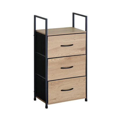 CARLA HOME 3 Drawer Tallboy Storage Cabinet - Brown - Rustic - Steel - Chest Drawers Tallboy - Image 8