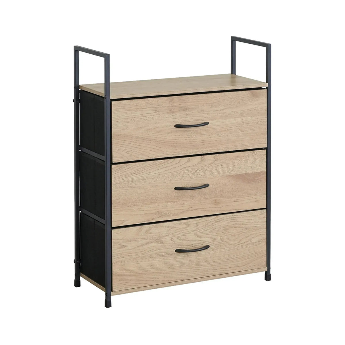 CARLA HOME 3 Drawer Tallboy Large Storage Cabinet - Brown - Rustic - Steel - Chest Drawers Tallboy - Image 8