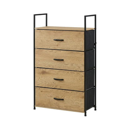 CARLA HOME 4 Drawer Tallboy Large Storage Cabinet - Brown - Rustic - Steel - Chest Drawers Tallboy - Image 8