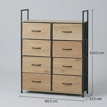 CARLA HOME 8 Drawer Tallboy Large Storage Cabinet - Brown - Rustic - Steel - Chest Drawers Tallboy - Image 3