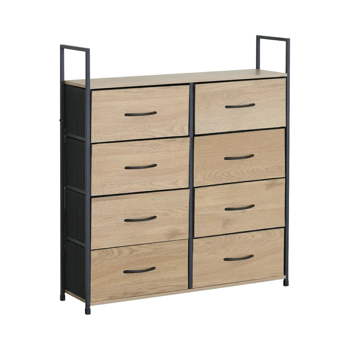 CARLA HOME 8 Drawer Tallboy Large Storage Cabinet - Brown - Rustic - Steel - Chest Drawers Tallboy - Image 8