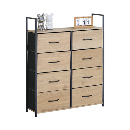 CARLA HOME 8 Drawer Tallboy Large Storage Cabinet - Brown - Rustic - Steel - Chest Drawers Tallboy - Image 9
