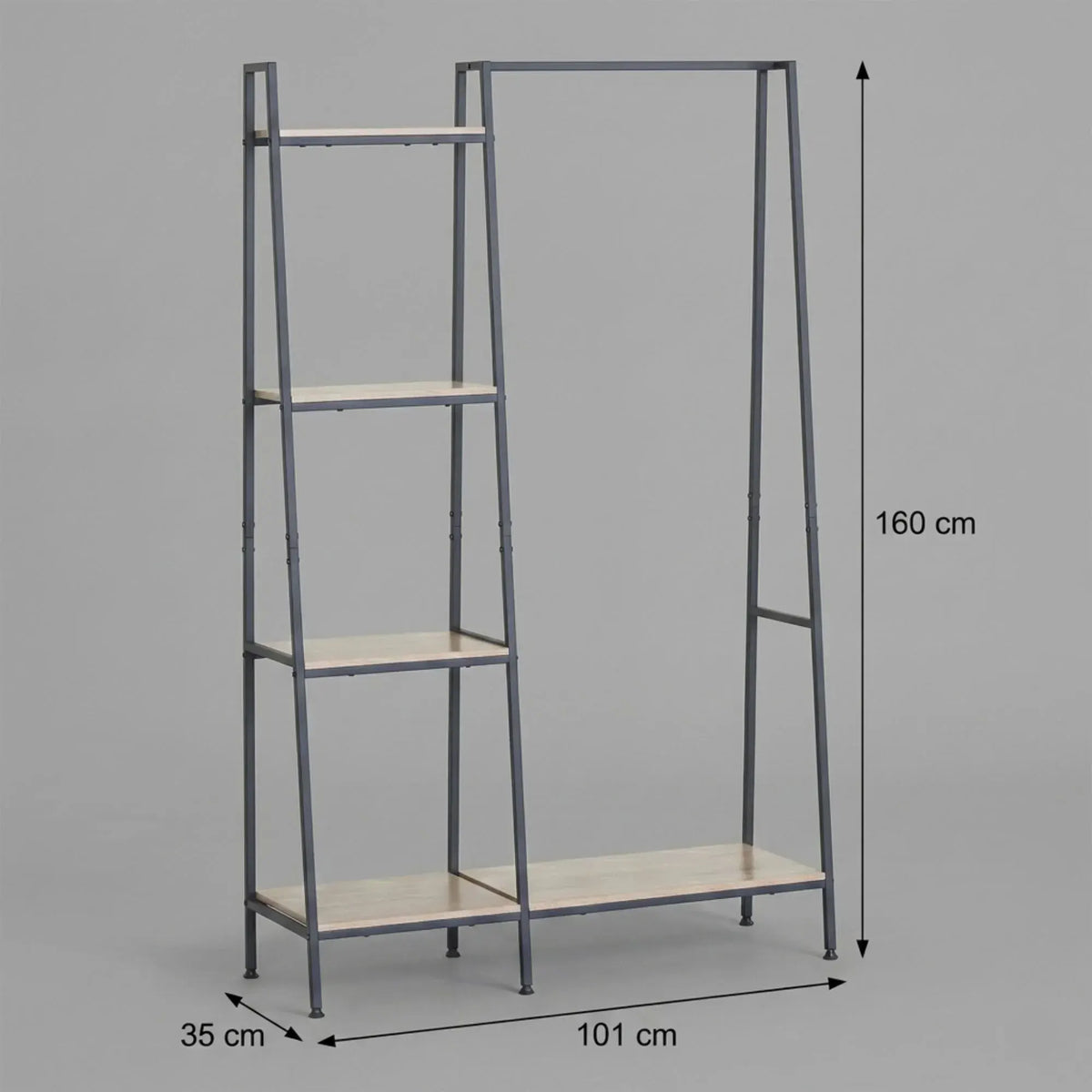 CARLA HOME Freestanding Garment Rack with Shelves - 4 Tier - Brown - Garment Rail - Image 3