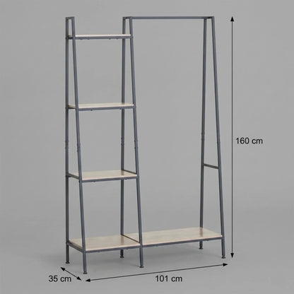 CARLA HOME Freestanding Garment Rack with Shelves - 4 Tier - Brown - Garment Rail - Image 3