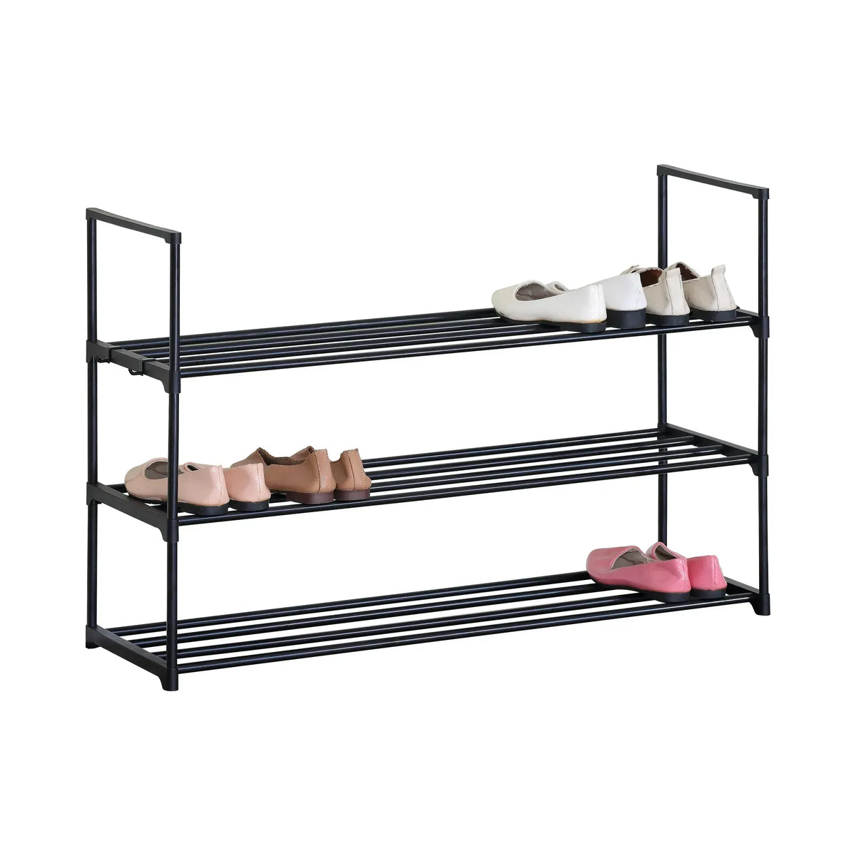 CARLA HOME 3 Tier Metal Shoe Rack - Free Standing Organiser - Black - Basic - Steel - Image 9