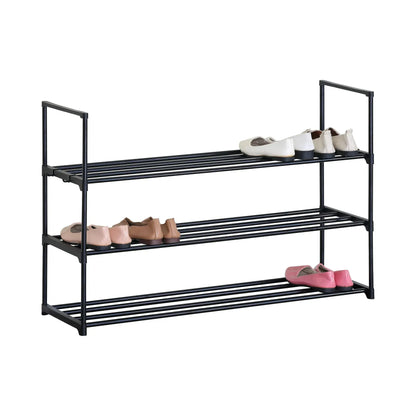 CARLA HOME 3 Tier Metal Shoe Rack - Free Standing Organiser - Black - Basic - Steel - Image 9