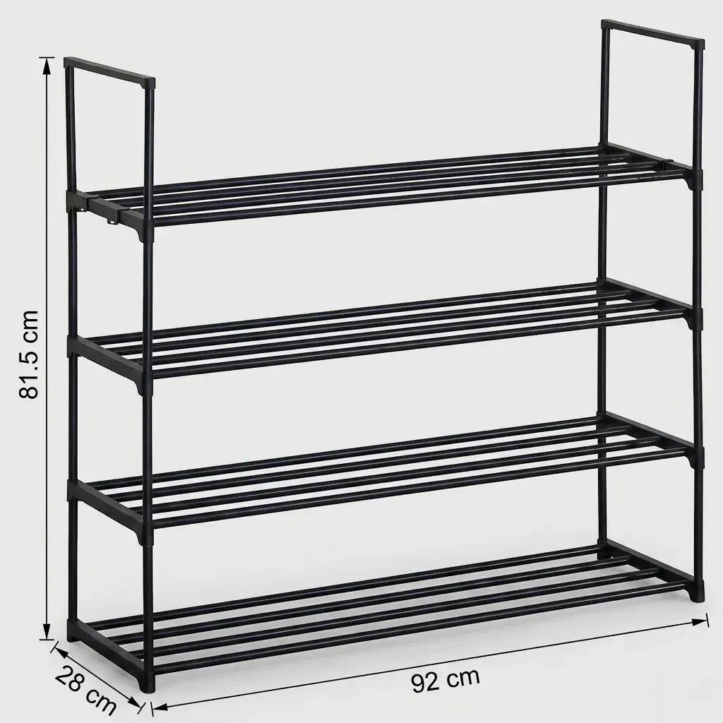 CARLA HOME 4 Tier Metal Shoe Rack - Free Standing Organiser - Black - Basic - Steel - Image 3