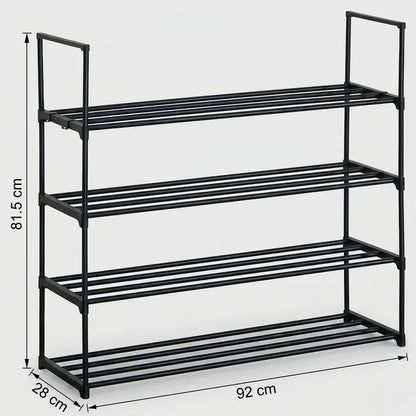 CARLA HOME 4 Tier Metal Shoe Rack - Free Standing Organiser - Black - Basic - Steel - Image 3