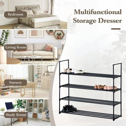 CARLA HOME 4 Tier Metal Shoe Rack - Free Standing Organiser - Black - Basic - Steel - Image 4