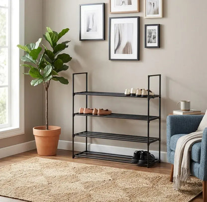 CARLA HOME 4 Tier Metal Shoe Rack - Free Standing Organiser - Black - Basic - Steel - Image 6