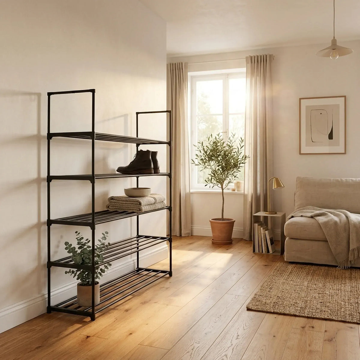 CARLA HOME 5 Tier Metal Shoe Rack - Free Standing Organiser - Black - Basic - Steel - Image 5