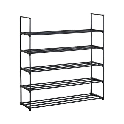 CARLA HOME 5 Tier Metal Shoe Rack - Free Standing Organiser - Black - Basic - Steel - Image 8