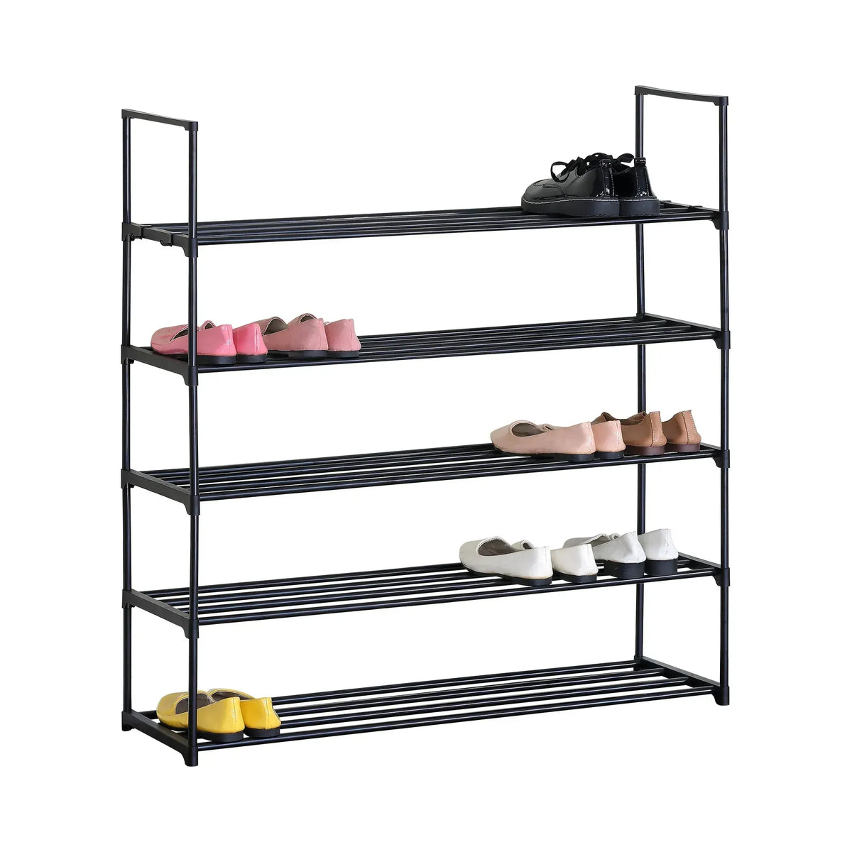 CARLA HOME 5 Tier Metal Shoe Rack - Free Standing Organiser - Black - Basic - Steel - Image 9