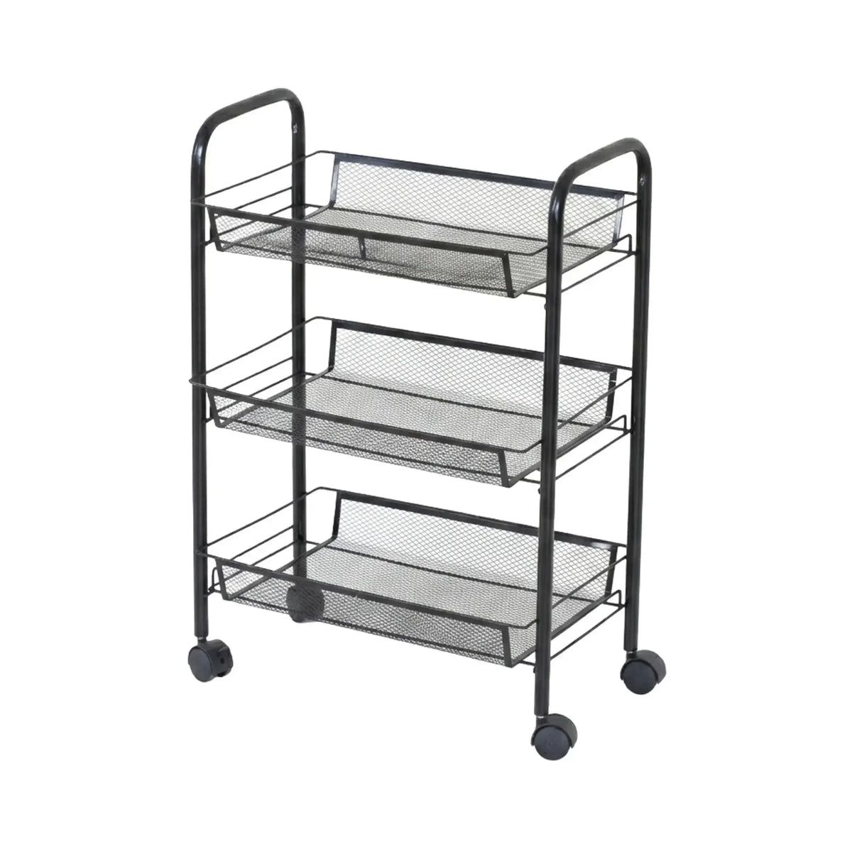 CARLA HOME 3 Tier Rolling Kitchen Trolley Cart - Metal Mesh - Black - Basic - Steel - Image 8